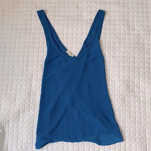 Silence and Noise Tank Top with Keyhole back detail. Cobalt Blue Large - Picture 1 of 6